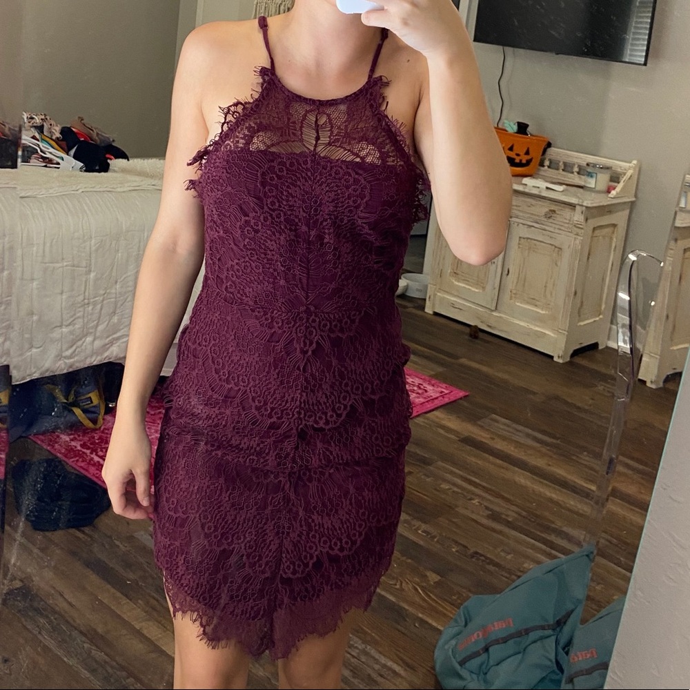 Free People Lace Burgundy Dress
